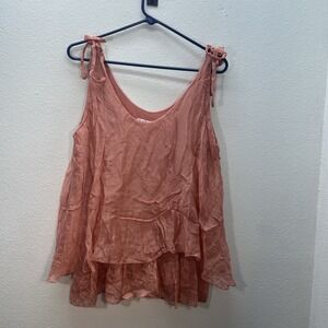Gigi Moda Tank Top 100% silk, Lined S/M made in Italy Fairy Boho Whimsical Pink